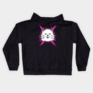 White Electric Cat Kids Hoodie